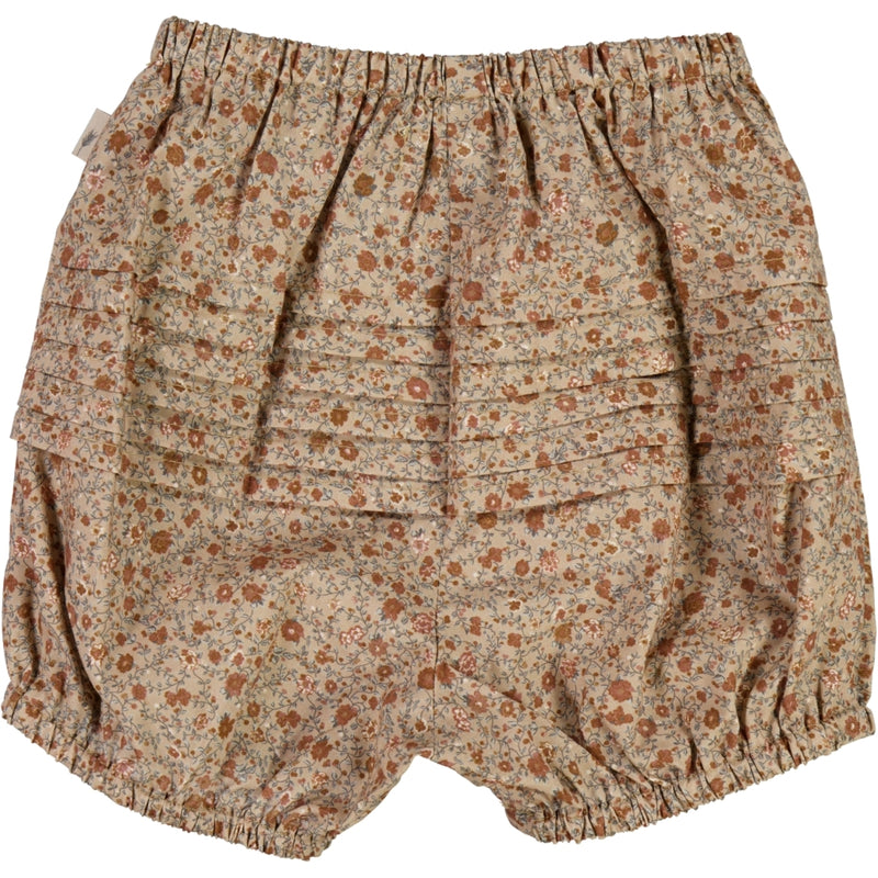 Wheat Nappy Pants Pleats Shorts 2446 rose tangled flowers