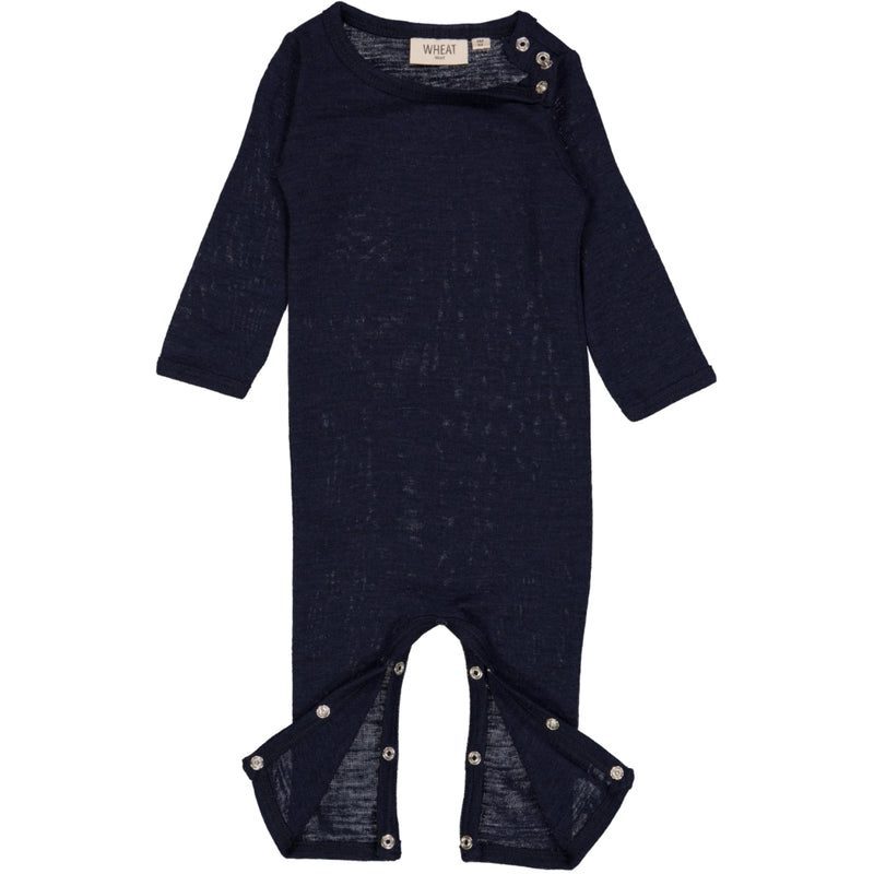 Wheat Wool Plain Wool Jumpsuit Jumpsuits 1432 navy 