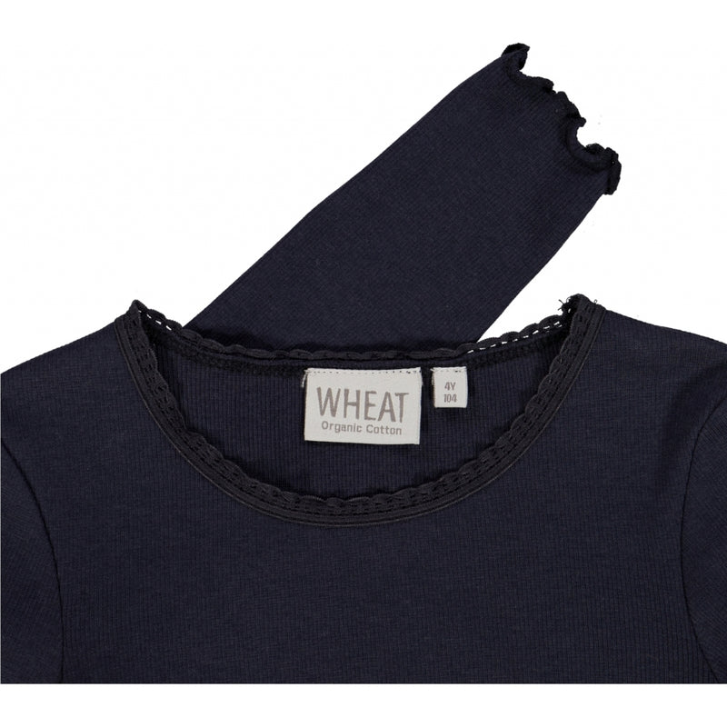 Wheat Rib T-Shirt Lace LS Jersey Tops and T-Shirts 1378 midnight blue