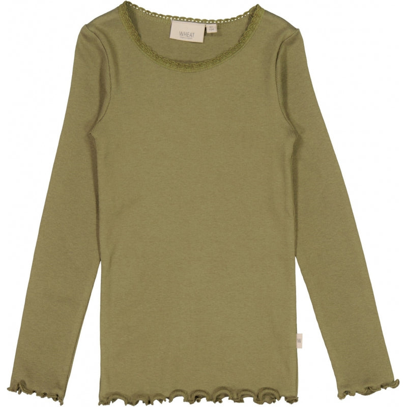 Wheat Rib T-Shirt Lace LS Jersey Tops and T-Shirts 4099 winter moss