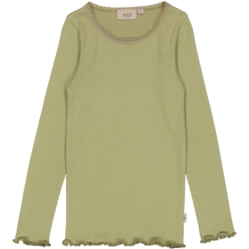 Wheat Rib T-Shirt Lace LS Jersey Tops and T-Shirts 4095 forest mist