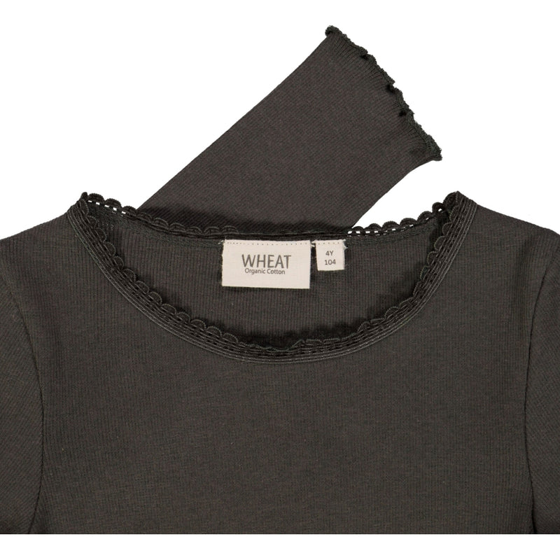Wheat Rib T-Shirt Lace LS Jersey Tops and T-Shirts 0033 black granite