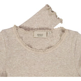 Wheat Rib T-Shirt Lace LS Jersey Tops and T-Shirts 0072 gravel melange