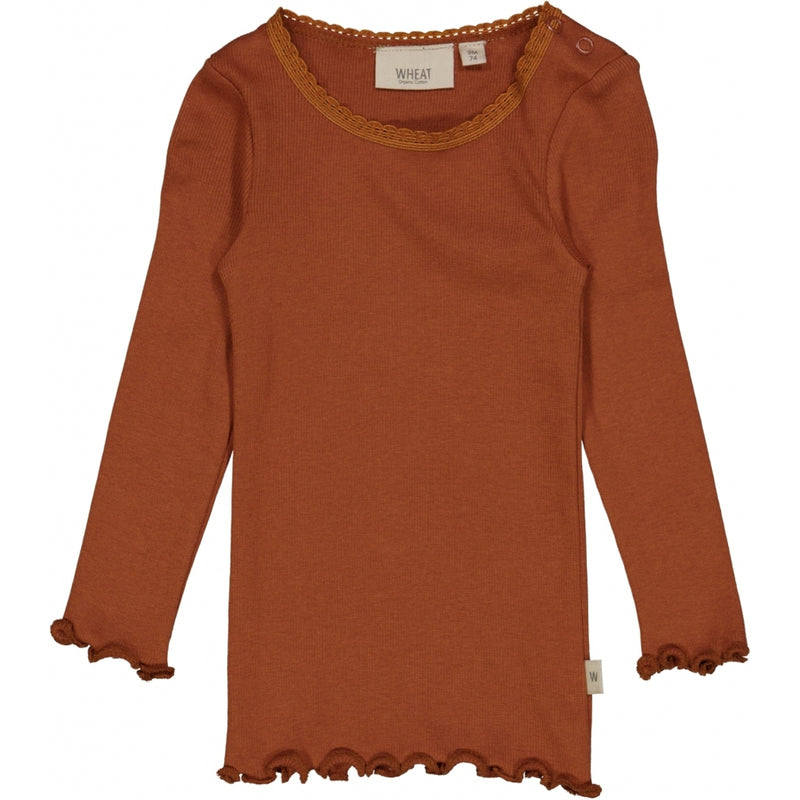 Wheat Rib T-Shirt Lace LS Jersey Tops and T-Shirts 0001 bronze