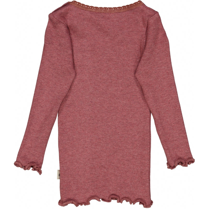 Wheat Rib T-Shirt Lace LS Jersey Tops and T-Shirts 2614 dark rouge melange