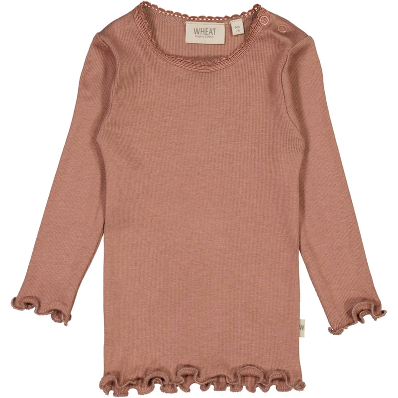 Wheat Rib T-Shirt Lace LS Jersey Tops and T-Shirts 2102 vintage rose