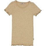 Wheat Rib T-Shirt Lace SS Jersey Tops and T-Shirts 5410 dark oat melange