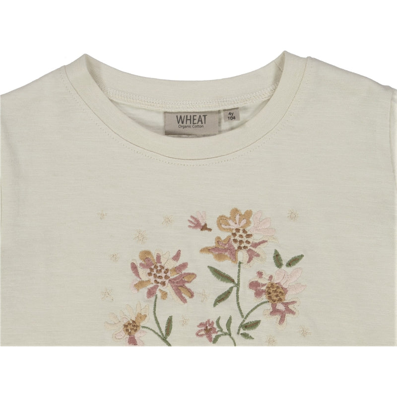 Wheat T-Shirt Flower Embroidery Jersey Tops and T-Shirts 3129 eggshell 