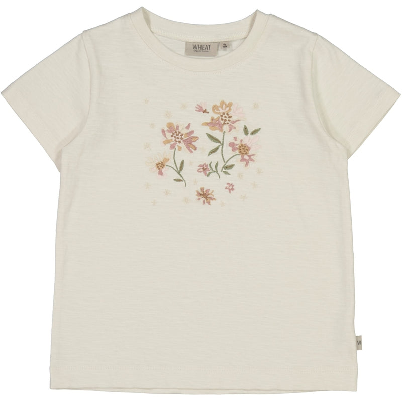Wheat T-Shirt Flower Embroidery Jersey Tops and T-Shirts 3129 eggshell 