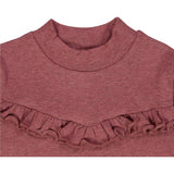 Wheat T-Shirt Rib Ruffle Jersey Tops and T-Shirts 2614 dark rouge melange