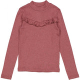 Wheat T-Shirt Rib Ruffle Jersey Tops and T-Shirts 2614 dark rouge melange