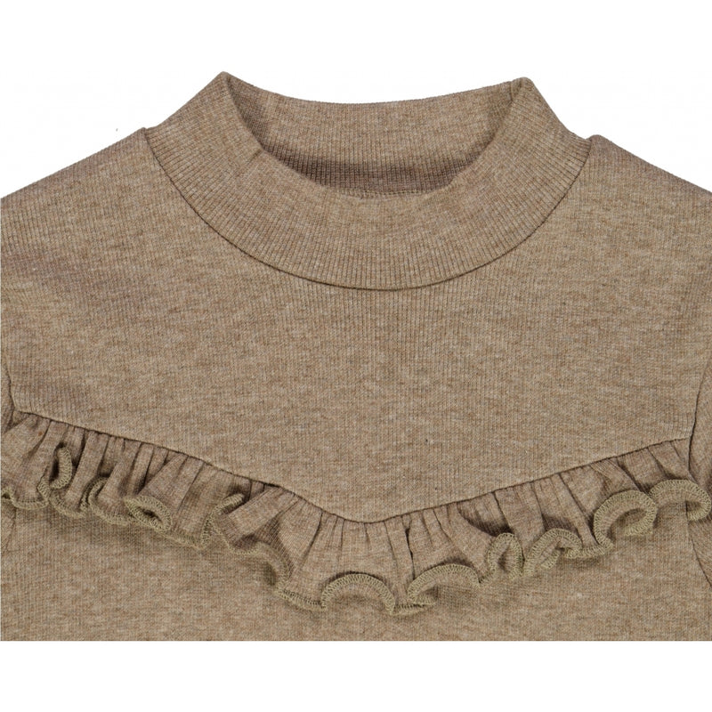 Wheat T-Shirt Rib Ruffle Jersey Tops and T-Shirts 3204 khaki melange