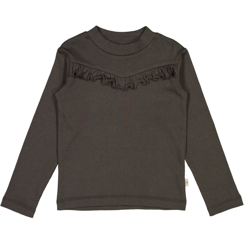 Wheat T-Shirt Rib Ruffle Jersey Tops and T-Shirts 0033 black granite