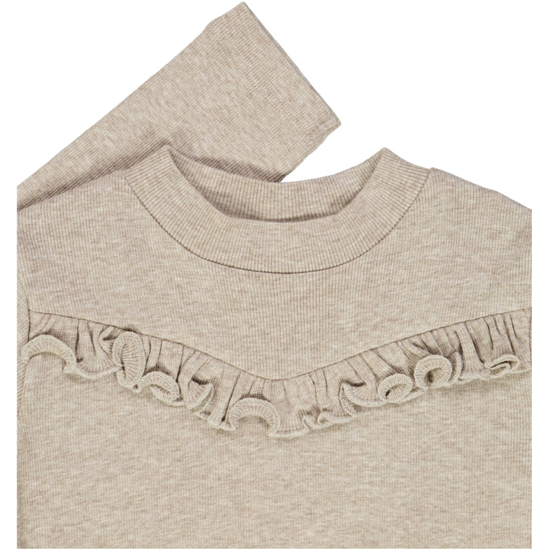 Wheat T-Shirt Rib Ruffle Jersey Tops and T-Shirts 0072 gravel melange