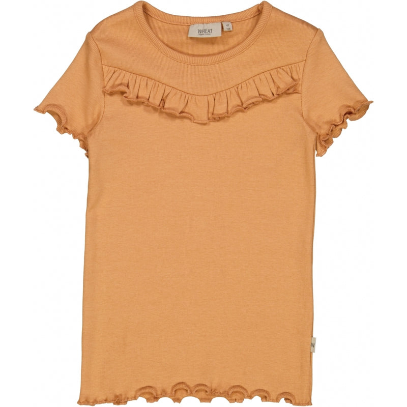 Wheat T-Shirt Rib Ruffle SS Jersey Tops and T-Shirts 3351 sandstone