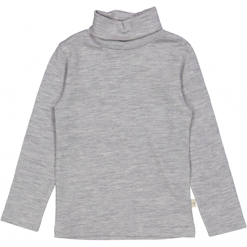 Wheat Wool T-Shirt Roll Neck Wool Jersey Tops and T-Shirts 0224 melange grey 