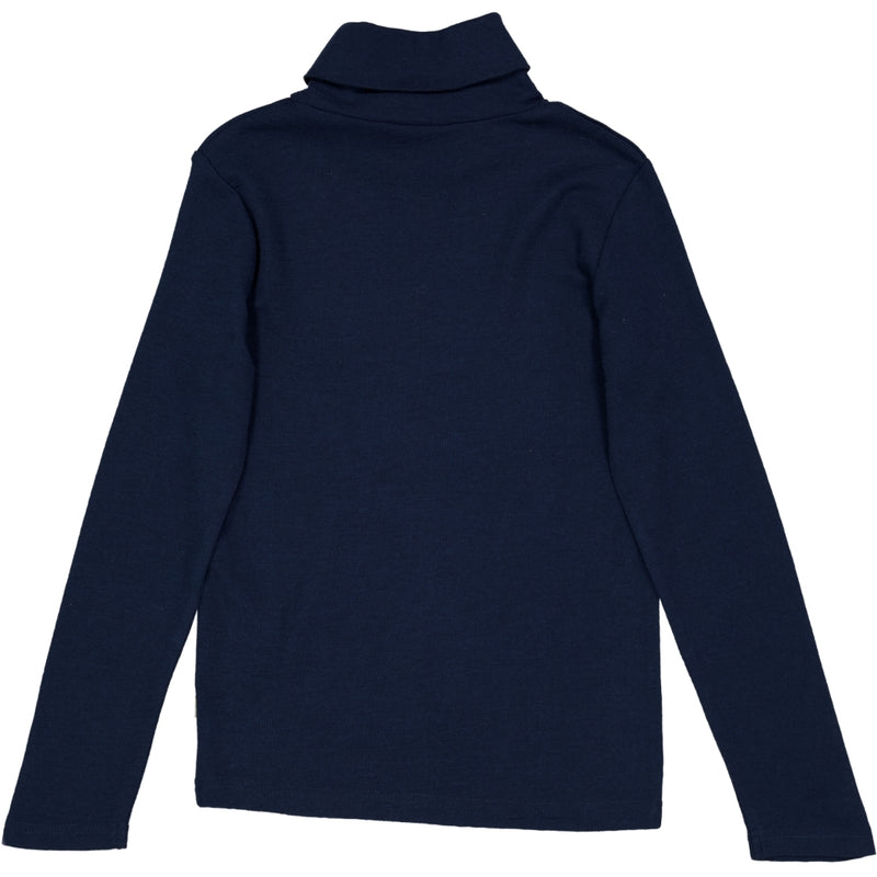 Wheat Wool T-Shirt Roll Neck Wool Jersey Tops and T-Shirts 1432 navy 