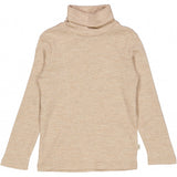 Wheat Wool T-Shirt Roll Neck Wool Jersey Tops and T-Shirts 3204 khaki melange