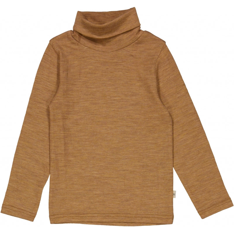 Wheat Wool T-Shirt Roll Neck Wool Jersey Tops and T-Shirts 3510 clay melange